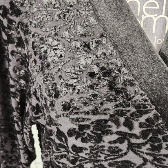 Cleo Black Velvet Burnout Half Sleeve Wrap Blouse - Picture 2 of 7
